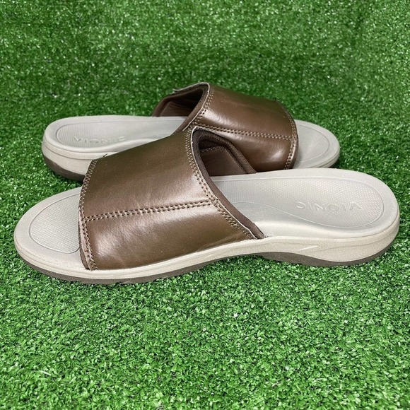 Mens Vionic Stanley Brown Leather Orthotic Slide Comfort Sandals US Size 7 - Picture 6 of 10